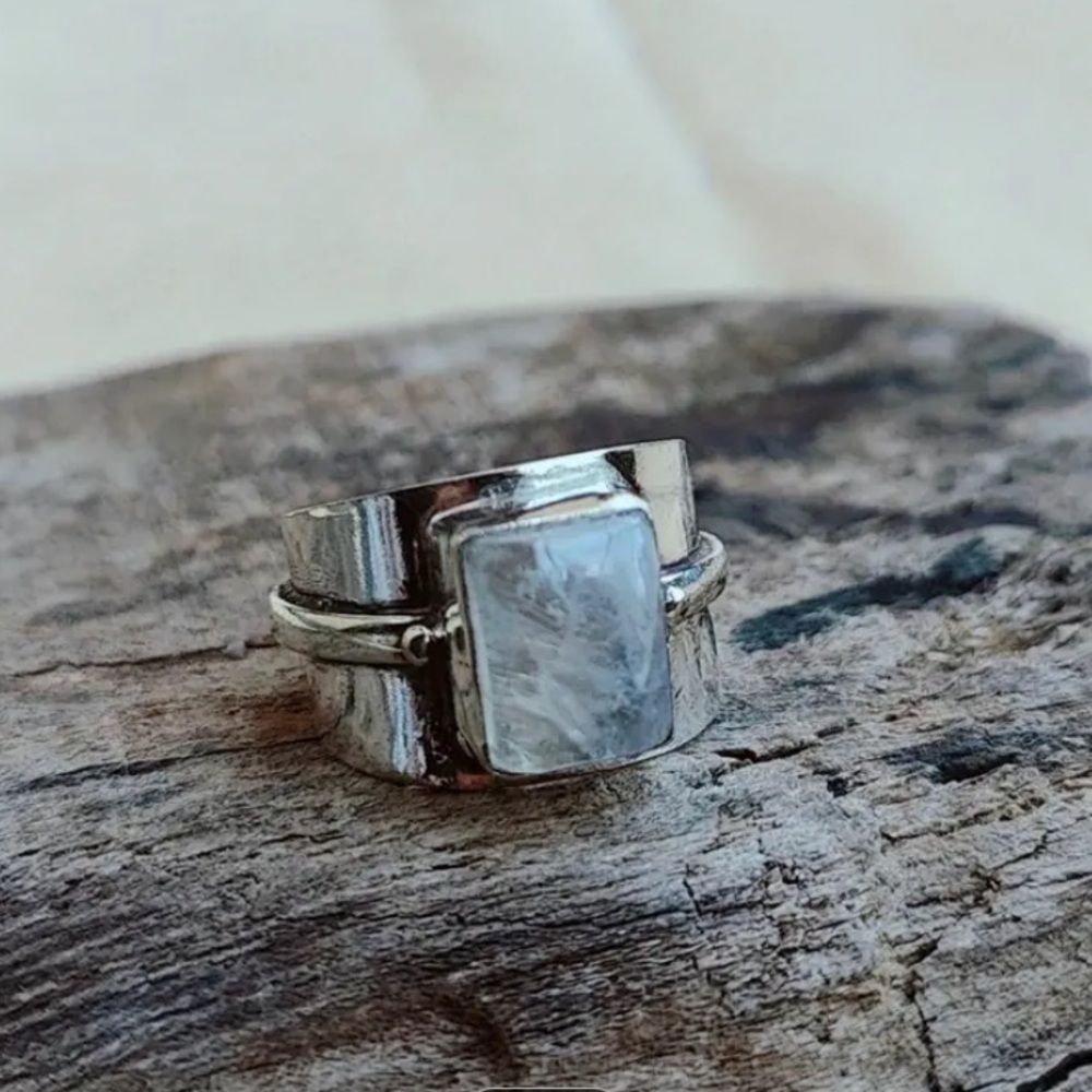 Titanium Silver Ring With Moonstone - image 1